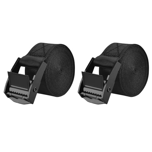 Cinch Tie Down Strap Lashing Straps Heavy Duty Nylon Straps with Cam Buckles for Cargo, Trucks, Boat, Motorcycle,SUP, Kayak, Canoe, Trailer (01# Black - 2 Packs, 1.64 FT) - color: 01# Black - 2 Packs, size: 1" x 1'