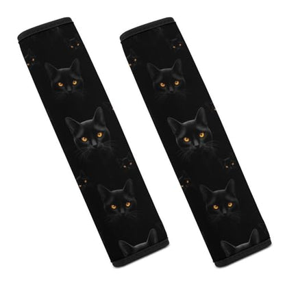 2 Pack Gothic Black Cat Car Seat Belt Pad Breathable Shoulder Harness Cover for Adult Use, Stroller Pushchair High Chair, Pressure Relief - color: Pattern 670