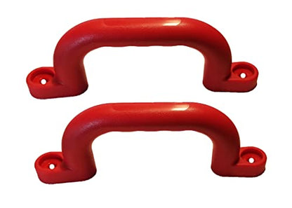 APSI Plastic Handles and Grab Bars for Playground Equipment, Climbing Walls, Doors, Drawers, Trees, Bunk Bed and More, Sturdy All Weather Material, Pack of 2 (Red) - color: Red