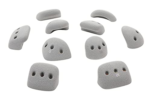 Atomik Climbing Set of 10 Medium Screw-On Basic Jugs in Gray