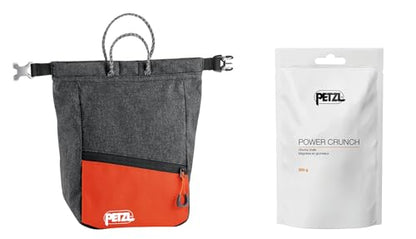 Petzl SAKAB Rock Climbing Chalk Bag - Gray (200g) | Large, Roll-Top Bouldering Chalk Bucket