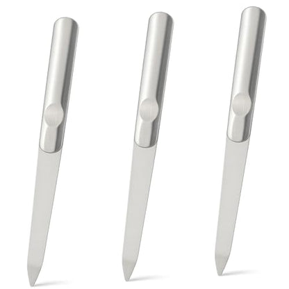 3PCS Stainless Steel Diamond Nail Files – Double-Sided Heavy Duty Metal Files for Natural, with Anti-Slip Grip