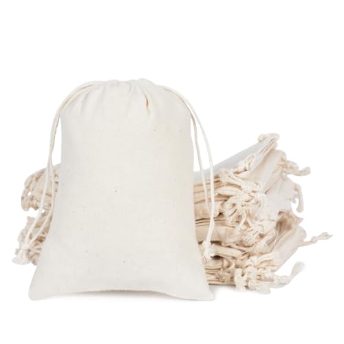 gobyhumm 50 Pcs Cotton Muslin Drawstring Sachet Pouch Bags（5 * 7"） | Pure Cotton Sachet Bags，Reusable Empty Gift Pouches for Party Home Supplies - color: 50 pcs,5*7"