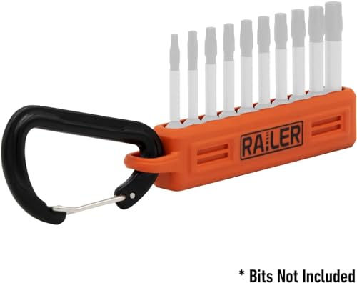 Screwdriver Bit Holder Storage Organizer – Railer 10-Hole Hi-Vis Green Bit Holder with Carabiner - 2 Pack - color: Hi-vis Green