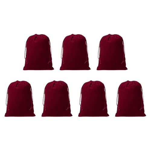 Drawstring Dice Bag 5.91" x 7.87" Durable Flocking Cloth Tarot Card Bag Perfect for Dice Storage & Jewelry & Chess & Cosplay Coin & Board Gaming Accessories (Wine Red, 7pcs) - color: Wine Red, size: 5.91"x7.87"