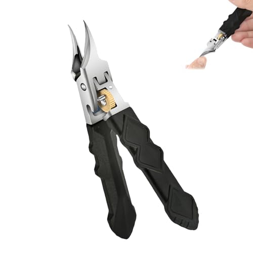Black Anti-Slip Grip Gear Lock Nail Clipper Set with Ultra-Sharp Tips for Precise Access to Nail GRO,Gear Lock Nail Clipper Set,Eagle Beak Angled Nail Clippers 3-Piece Set (A) - color: A