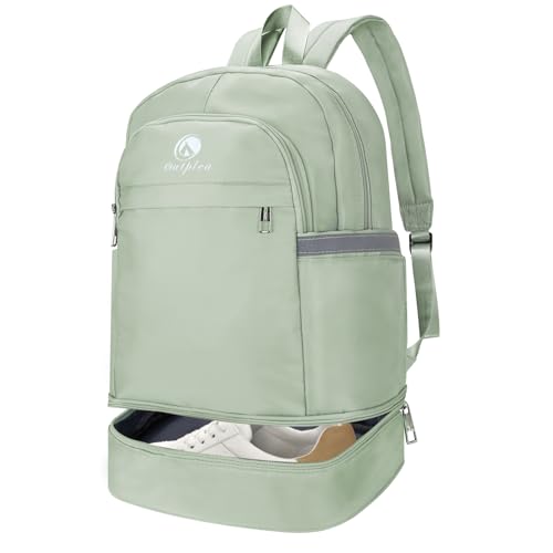 Small Cheer Backpack, 28L Lightweight Sports Gym Backpack Bag | for Women, with Shoe Compartment & Waterproof Wet Pocket & Luggage Strap & Water Bottle Holder, for Travel Workout Sports - color: Green