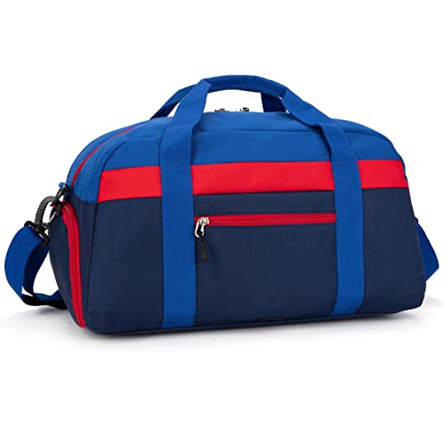 Small Kids Duffle Bag for Boys or Girls, 18" Length, Navy Blue | Fit Weekender, Sports Practice, or Overnight Travel - color: Navy Blue