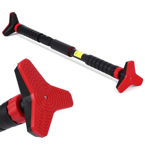 Adjustable Pull Up Bar for Doorway - 440LBS Weight Capacity, No Screws Installation with Level Meter and Auto Lock, Chin Up Bar for Home Gym Strength Training,Red Triple - color: Red3
