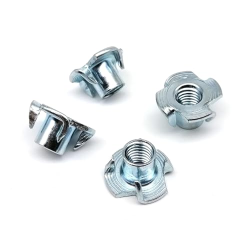 T-Nuts 2Box/230pcs M4 M5 M6 M8 Thickened Steel Four Claws Speaker Nut Blind Pronged Insert T-nut Wood Furniture Nut Assortment Kit Set for Wood, Rock Climbing Holds