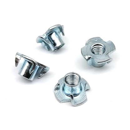 T-Nuts 2Box/230pcs M4 M5 M6 M8 Thickened Steel Four Claws Speaker Nut Blind Pronged Insert T-nut Wood Furniture Nut Assortment Kit Set for Wood, Rock Climbing Holds