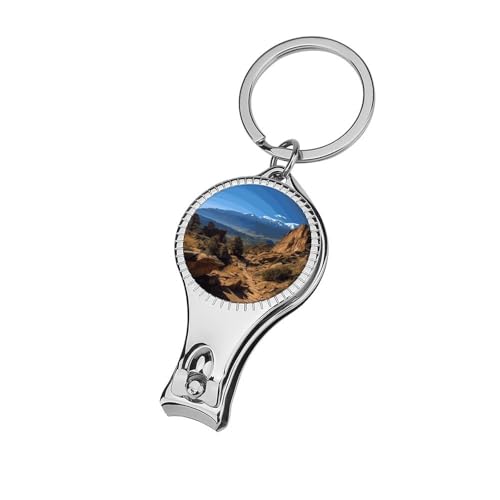 Pikes Peak Colorado Metal Nail Clipper, Nail Cutter with File & Bottle Opener Keychain for Men Women, Portable Nail Tool for Travel Outdoor Daily Use