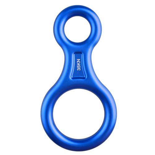 TRIWONDER Rescue Figure 8 Descender, 35kN 50kN Aluminum Rappelling Belay Gear Climbing Rigging Plate Downhill Equipment Heavy Duty - color: 35kN Blue