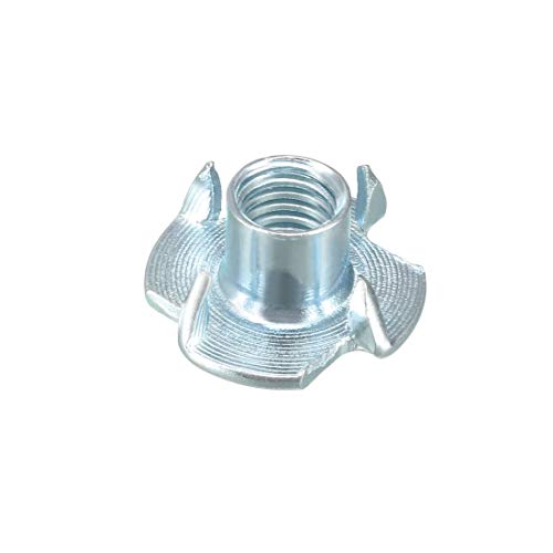 uxcell M8 4 Pronged Tee Nut T-Nut for Table Legs Rock Climbing Wall Woodwork Holds Wood Cabinetry 50Pcs - size: M8