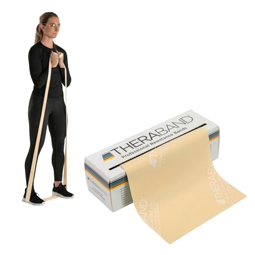 THERABAND Resistance Bands 6 Yard Roll, Tan, Extra Light Latex Band for Strength Training, Upper & Lower Body Exercise, Physical Therapy, Core Workouts, Rehab & Home Fitness - color: Tan - Extra Thin