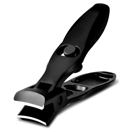 Wide Jaw Nail Clippers, Stainless Steel, Professional Fingernail Clipper | Heavy Duty Toe Nail Clippers for Men Women Seniors, Ultra Sharp, Anti Splash Design, Black - color: Black