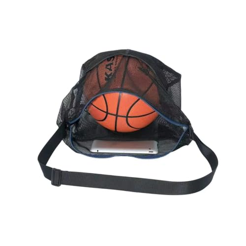 Mildbeer Gym Tote Bag, Mesh Bag Crossbody Satchel 12x6x12 for Gym Beach Ball Games Training Camping Hiking Clothes Storage - color: Black
