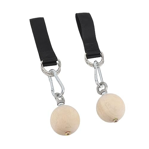 ZJchao Pull Up Ball, Pull Up Grips Pull Up Training Hanging Ball 2PCS Pull Up Ball Stainless Steel and Pine Climbing Holds Pull Up Power Training Ball with Hook for Health and Fitness