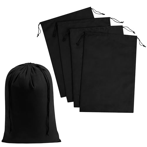 Premium Microfiber Drawstring Bags (Set of 5) – Multipurpose Travel Storage Pouches for Cords, Toiletries, Jewelry, Shoes – Durable Organizer with Strong Drawstring Closure (Black, 10 x 15 Inches) - size: 10 x 15 Inches