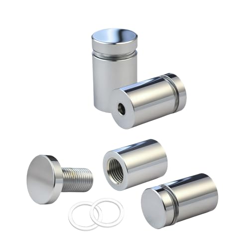 Pack of 4, Aluminum Standoff Screws, Wall Sign Standoff Mounting Hardware Advertising Glass Standoff for Acrylic Picture Frame (Polished Chrome Electroplated, 5/8" x 3/4") - color: Polished Chrome Electroplated, size: 5/8" x 3/4"