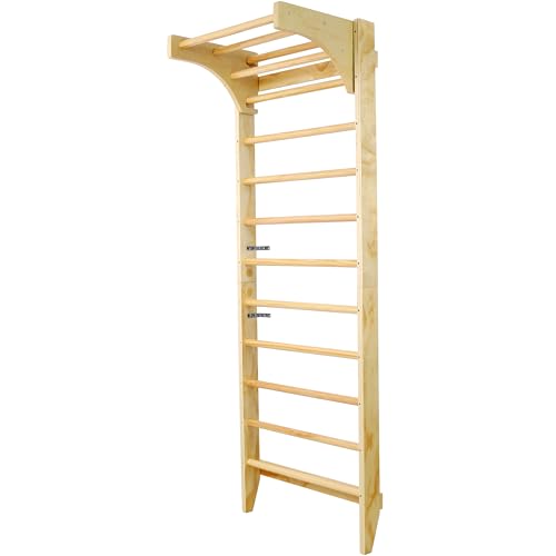Wall Mounted Swedish Ladder & Pull Up Bar - Professional Stall Bars for Physical Therapy & Home Gym - High Weight Capacity Wooden Training System for Rehab & Strength Exercises