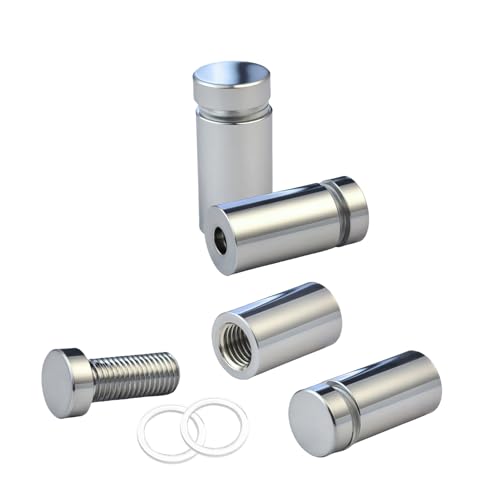 Pack of 4, Aluminum Standoff Screws, Wall Sign Standoff Mounting Hardware Advertising Glass Standoff for Acrylic Picture Frame (Polished Chrome Electroplated, 1/2" x 3/4") - color: Polished Chrome Electroplated, size: 1/2" x 3/4"