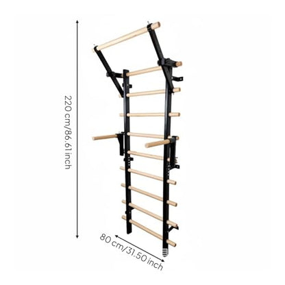 Home Gym Equipment Exercise Ladder Stall Bar Pull-Up Vertical Frame Wood With Secure Stable Construction Suitable for Climbing Lifting Mobility Fitness