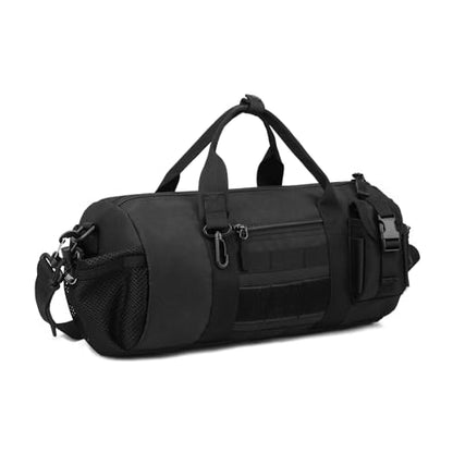 Huntvp Small Tactical Duffle Bag MOLLE Handbag Gear Military Travel Carry On Shoulder Bag Small Valise - color: Black-1