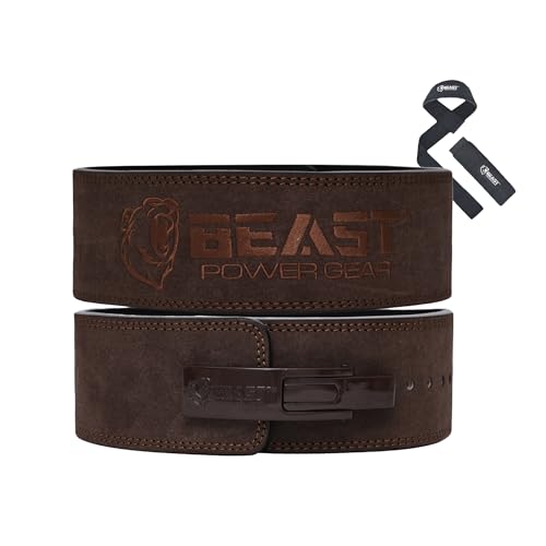 Beast Power Gear Weight Lifting Belt Lever Buckle 10MM 13MM Thick & 4 Inches Free Strap Weightlifting, Powerlifting, Deadlifts, Squats Men Women - color: Brown, size: XXXX-Large
