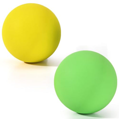 Lacrosse Ball 2 Pack for Myofascial Release Green Yellow | Firm rubber, 2.5"; trigger point, PT aid; clinic, gym, travel recovery - color: Green and Yellow
