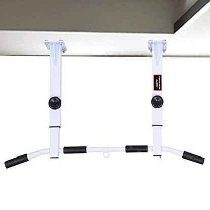 Ceiling Mounted Pull Up Bar Multi-Grip Upper Body Workout Bar Joist Mounted, Strength Training Fitness Equipment Chin-Up Frame Exercise Workout Equipment Supports 600lbs - color: White