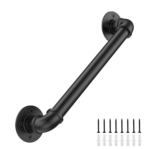 3FT Industrial Stair Railing Wall Mount Staircase Handrail φ1.3 Pipe Hand Rail for Steps Grab Bar Foot Rail Vintage Pipe Railing Black Deck Handrail for Outdoor Indoor Stair Porch - size: 3 Feet