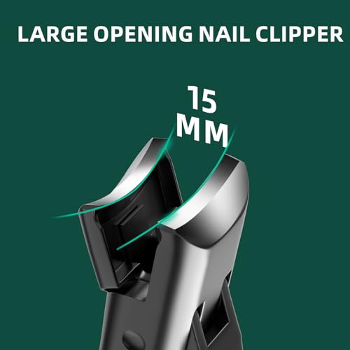 German Nail Clippers for Men Thick Nails, VANWIN Toenail Clippers for Seniors Large Wide Jaw Opening, Heavy Duty No Splash Fingernail Clipper with Safety Lock Nail Clippers with Catcher for Women - style: Black