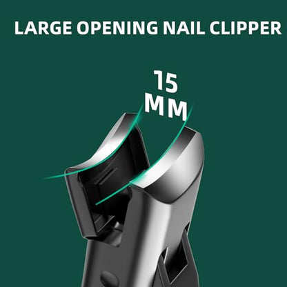 German Nail Clippers for Men Thick Nails, VANWIN Toenail Clippers for Seniors Large Wide Jaw Opening, Heavy Duty No Splash Fingernail Clipper with Safety Lock Nail Clippers with Catcher for Women - style: Black