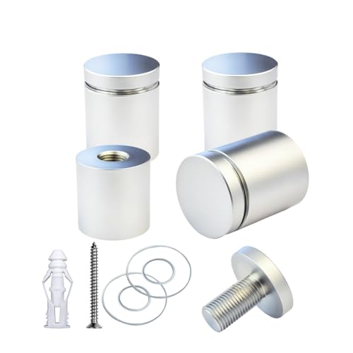 Pack of 4, Aluminum Standoff Screws, Wall Sign Standoff Mounting Hardware Advertising Glass Standoff for Acrylic Picture Frame (Satin Chrome Electroplated, 1" x 1") - color: Satin Chrome Electroplated, size: 1" x 1"