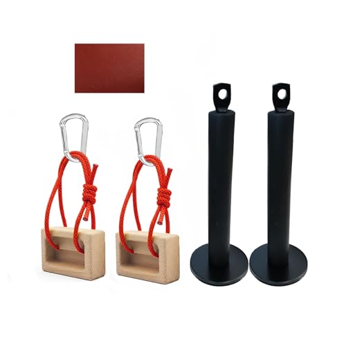 Portable Hangboard, Climbing Hangboard, Dual-Pocket Grip Blocks for Finger Strength, Power, and Forearm Training, Adjustable Rope and Metal Clips Included