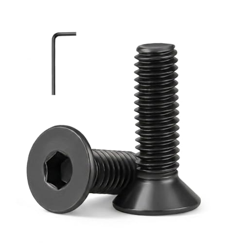 M4 x 35mm (25 Pack) Flat Head Hex Socket Cap Screws Bolts Countersunk Bolts, Hex Drive, Black Oxide 304 Stainless Steel 18-8, Fully Thread, Bright Finish - size: M4 x 35