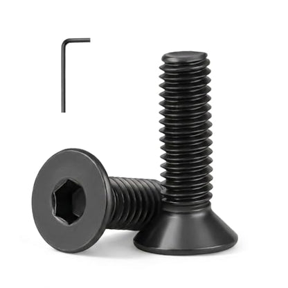 M4 x 40mm (25 Pack) Flat Head Hex Socket Cap Screws Bolts Countersunk Bolts, Hex Drive, Black Oxide 304 Stainless Steel 18-8, Fully Thread, Bright Finish - size: M4 x 40