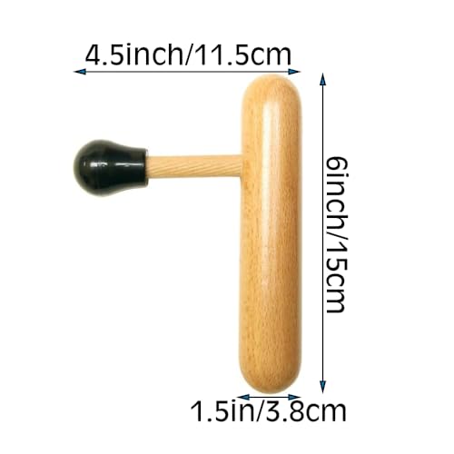 Massage Wooden Thumb Saver for Trigger Point, Deep Tissue T Shape Press Bar Wood