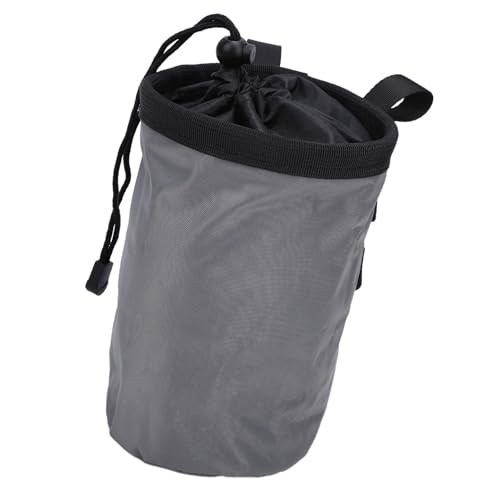 Climbing Chalk Bag with Oxford Fabric and Soft Fleece Lining 19x12.5cm Grey - Durable Design with Adjustable Waistbelt and Zippered Pocket for Rock Climbing