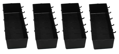 JSP Manufacturing Plastic Pegboard Storage Bins (4 Pack) | 11.25-Inch Parts Organizer for Crafts & Hardware | Fits 1/4-Inch Holes ONLY | Black