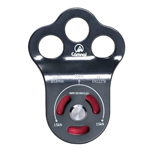 Climbing Pulley, 30KN/6613lbs Three Holes Single Pulley, Built-in Ball Bearing for 13mm Rope Rescue Hauling