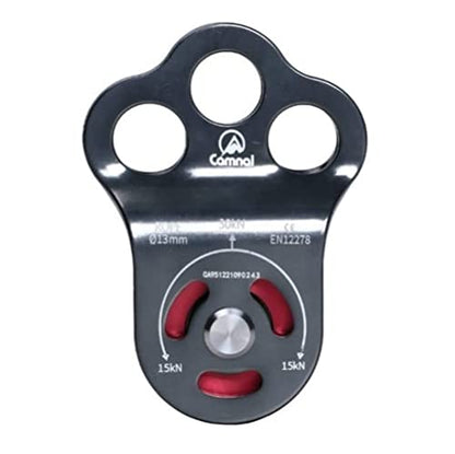 Climbing Pulley, 30KN/6613lbs Three Holes Single Pulley, Built-in Ball Bearing for 13mm Rope Rescue Hauling
