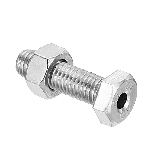 PATIKIL M10x35mm Hollow External Hexagon Screw, 2 Set Cylindrical Lamp Threading Socket Screws Through Hole Bolt with Nut 304 Stainless Steel - size: 35mm
