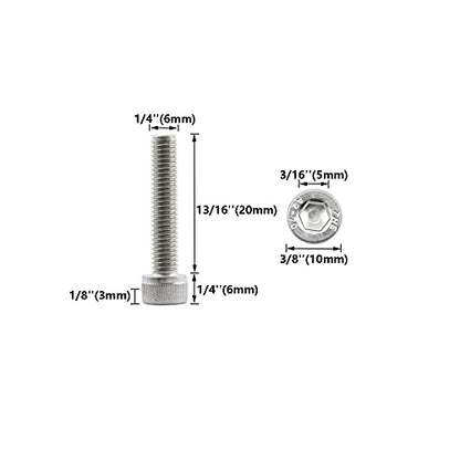 20 PCS Socket Head Cap Screws, TTZEZE 304 Stainless Steel Metric Machine Bolts Hex Socket Screw, Socket Drive Bright Finish Full Machine Threads for Shelf Chair Desk Install Repair (M6x20mm) - color: M6, size: 20mm