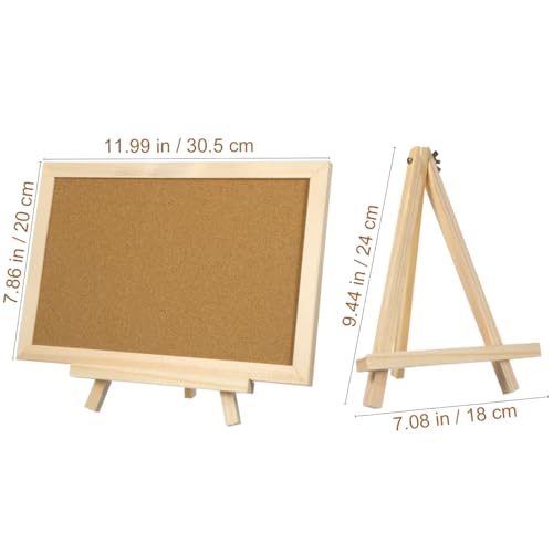 MAGICLULU Double-Sided Cork Bulletin Board with Wooden Frame Wooden Message Board with Easel Stand for Notes, Photos and Displays 11.81x7.87 Inch