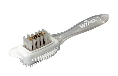 Pedag Suede Shoe Cleaner Brush | Made in Germany | 4-Way Cleaning & Refreshing | Brass & Nylon Bristles + Rubber | for Suede Nubuck & Velvet Shoes Boots & Bags | 1 Brush - size: Pack of 1, style: Single Suede Brush