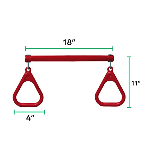 Jungle Gym Kingdom Swing Sets for Backyard, Monkey Bars & Swingset Accessories - Set Includes 18" Trapeze Swing Bar & 48" Heavy Duty Chain with Locking Carabiners - Outdoor Play Equipment (Red) - color: Red