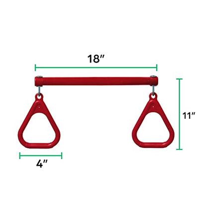 Jungle Gym Kingdom Swing Sets for Backyard, Monkey Bars & Swingset Accessories - Set Includes 18" Trapeze Swing Bar & 48" Heavy Duty Chain with Locking Carabiners - Outdoor Play Equipment (Red) - color: Red