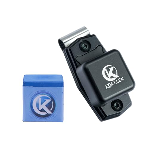 KONLLEN Professional Pool Cue Chalk, Nano Technology | Long-lasting formula for better grip, control and cleaner cue tip contact - color: Blue with Black Holder, size: 2 pieces